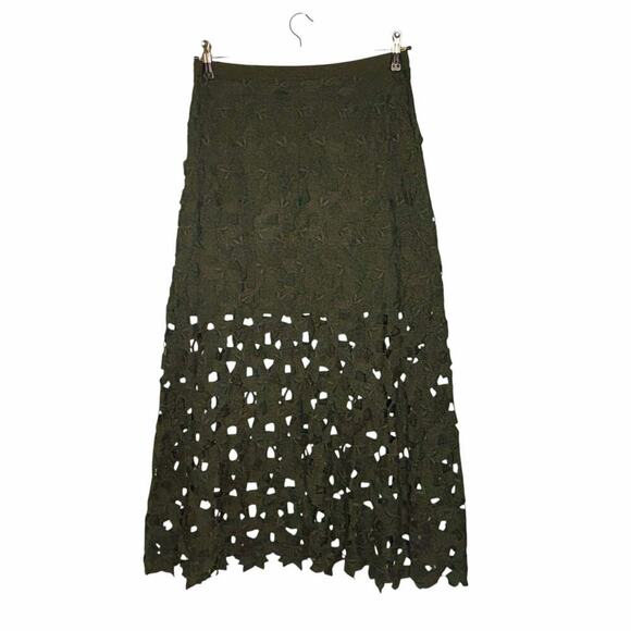 Elie Tahari Lazer Cut Maxi Skirt Dark Green Size 6 - Picture 1 of 8